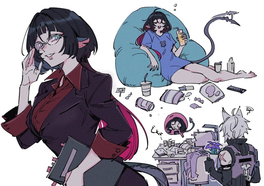 jane doe and seth lowell (zenless zone zero) drawn by offnanoda