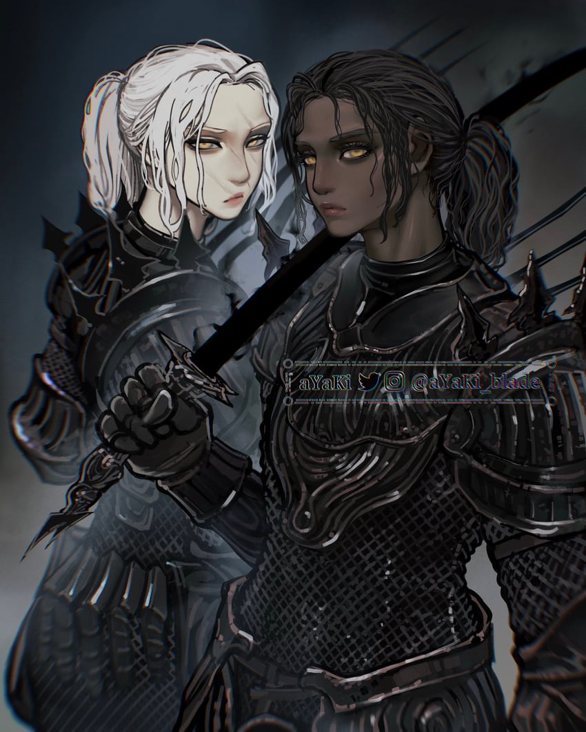 jolan and swordhand of night anna (elden ring and 1 more) drawn by ayaki_blade