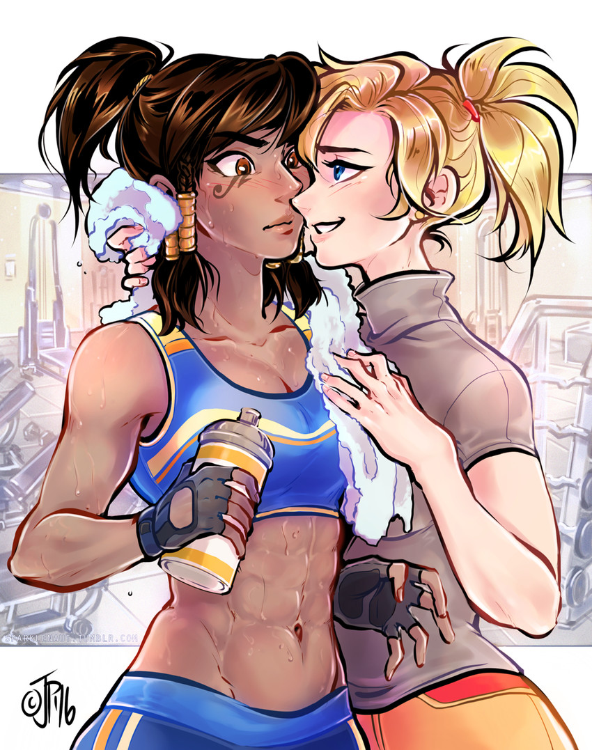 mercy and pharah (overwatch and 1 more) drawn by sparklenaut