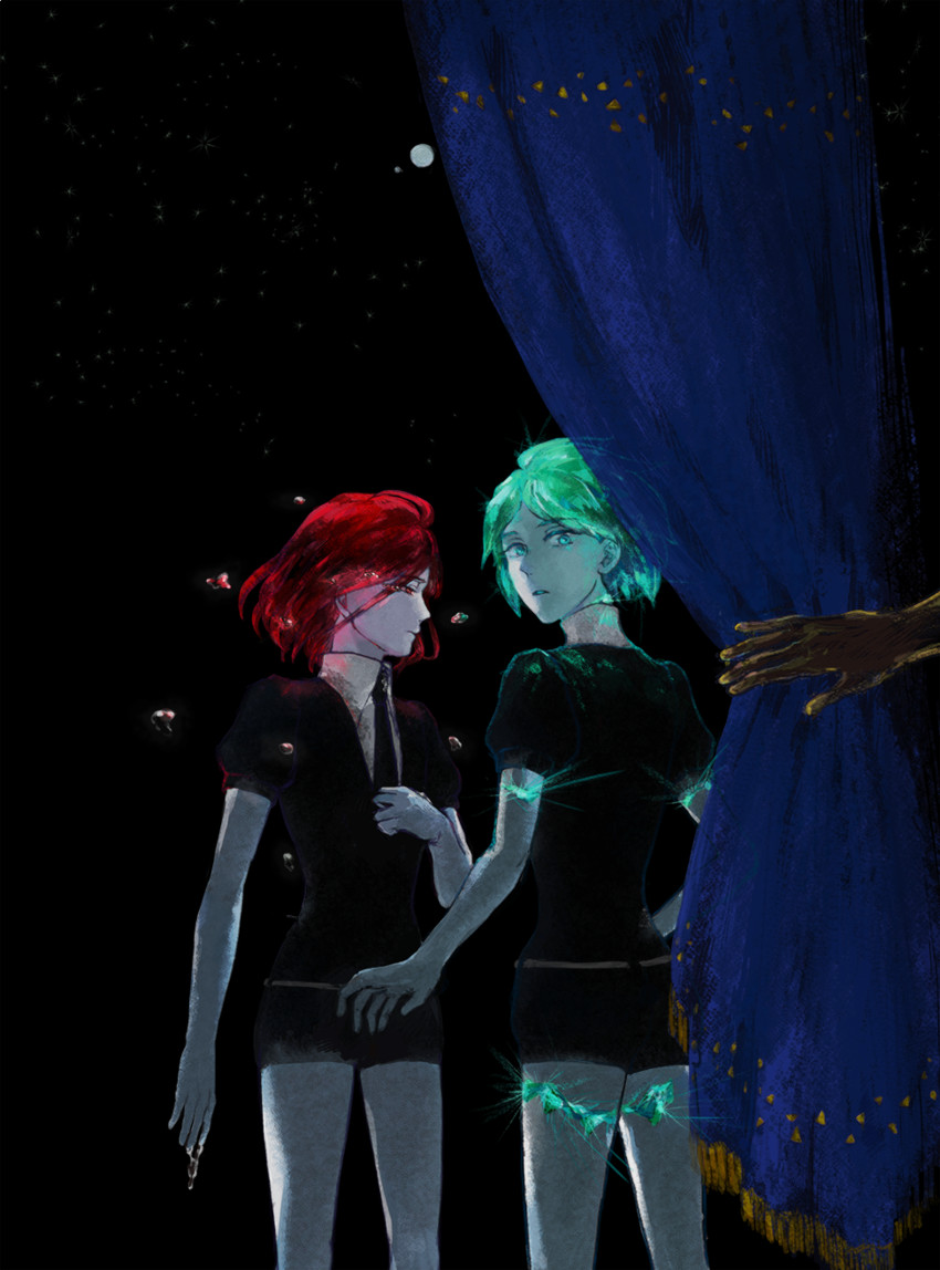 phosphophyllite and cinnabar (houseki no kuni) drawn by misoka_(0)