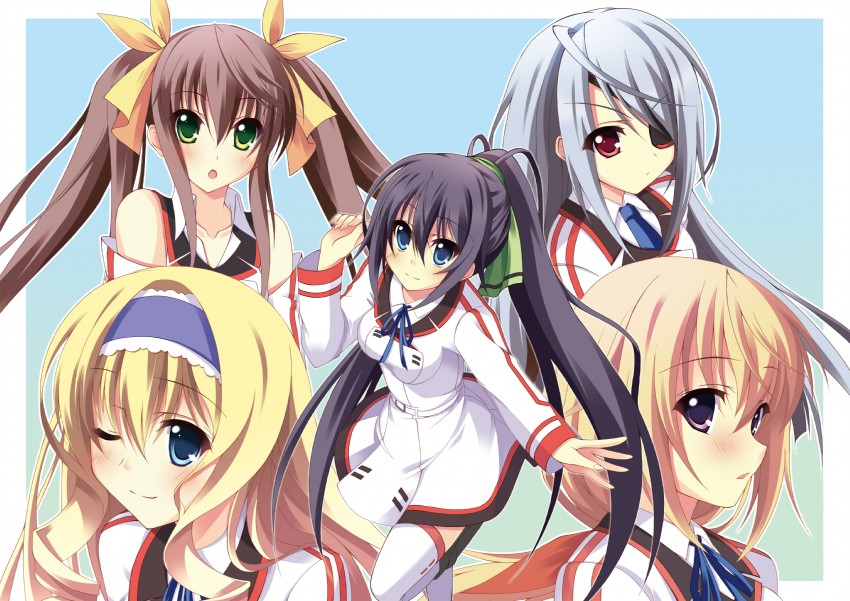 charlotte dunois, cecilia alcott, laura bodewig, shinonono houki, and huang lingyin (infinite stratos) drawn by a_flow