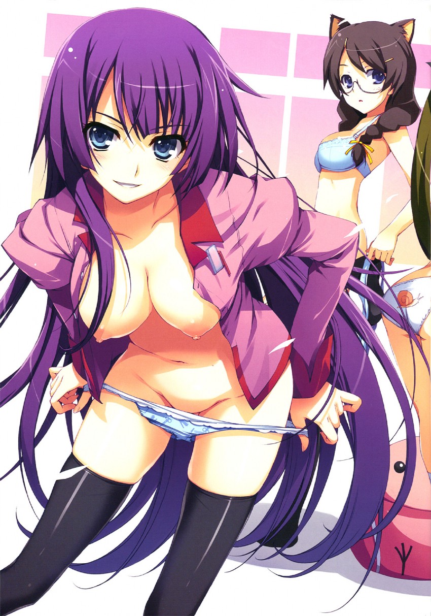 senjougahara hitagi and hanekawa tsubasa (monogatari and 2 more) drawn by tomose_shunsaku