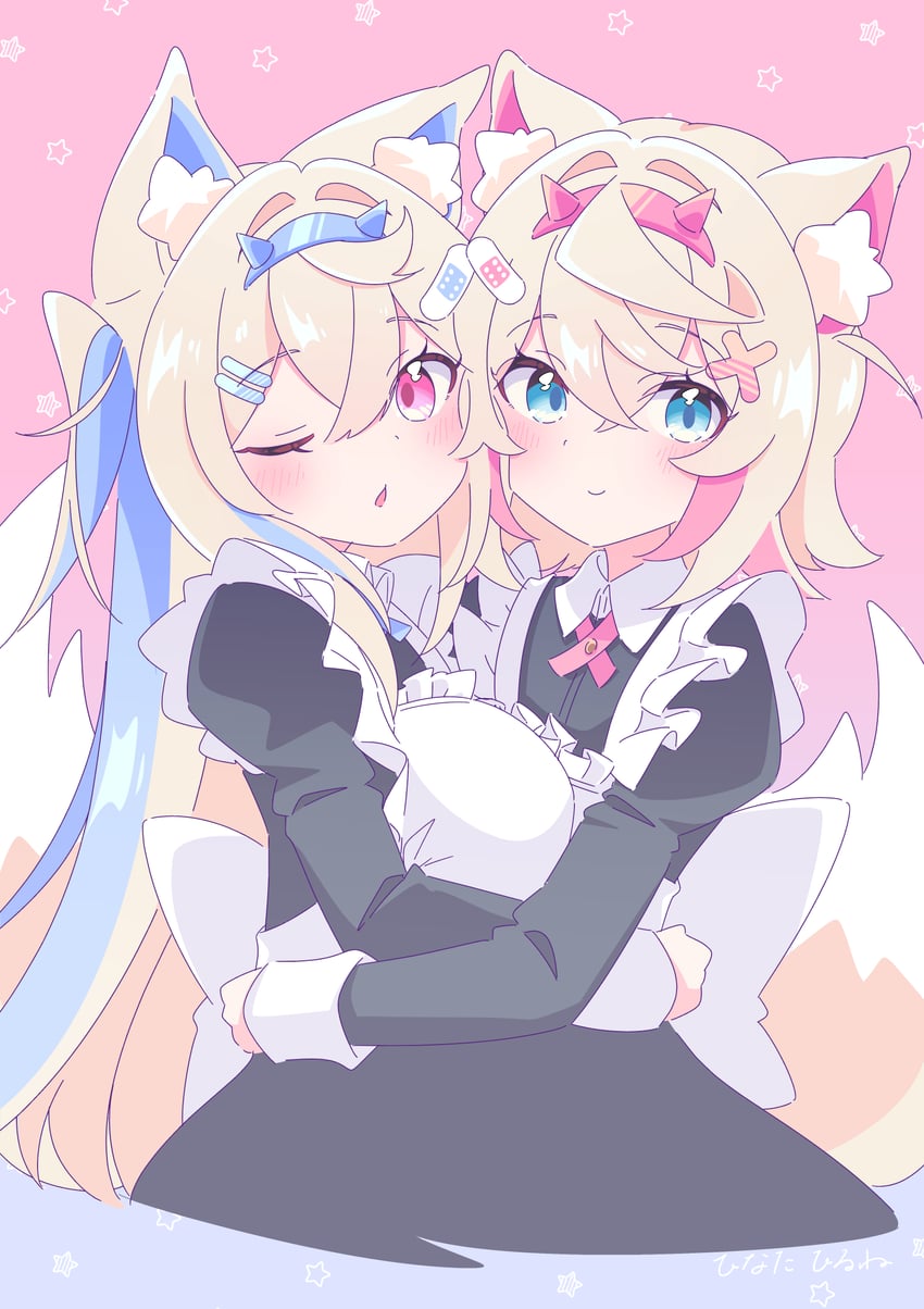 fuwawa abyssgard and mococo abyssgard (hololive and 1 more) drawn by hinata_hirune