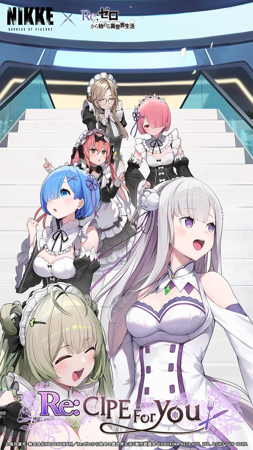 rem, emilia, ram, soda, ade, and 1 more (goddess of victory: nikke and 1 more) drawn by jam_(nandade)