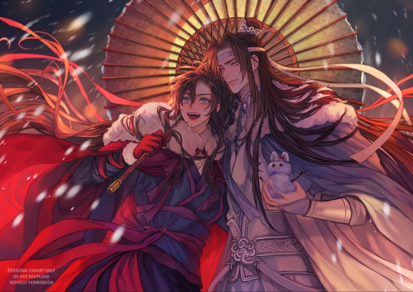 wei wuxian and lan wangji (modao zushi) drawn by ganen_cheese