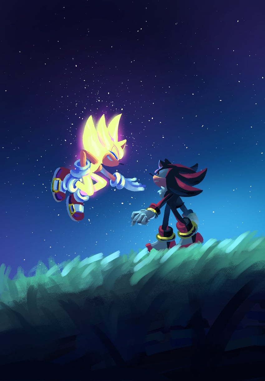 sonic the hedgehog, shadow the hedgehog, and super sonic (sonic) drawn by yangfaa_sonic