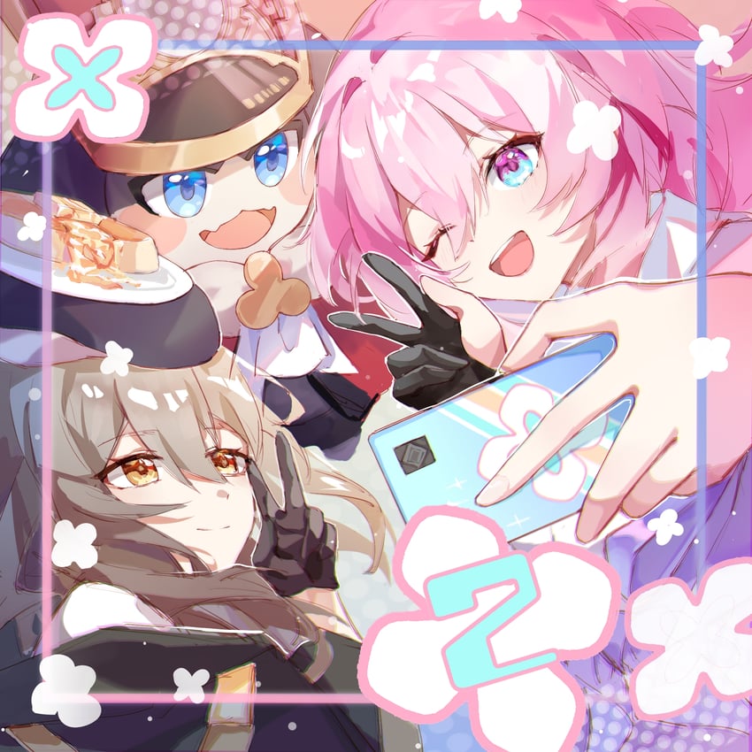 trailblazer, stelle, march 7th, and pom-pom (honkai and 1 more) drawn by nanguagua438