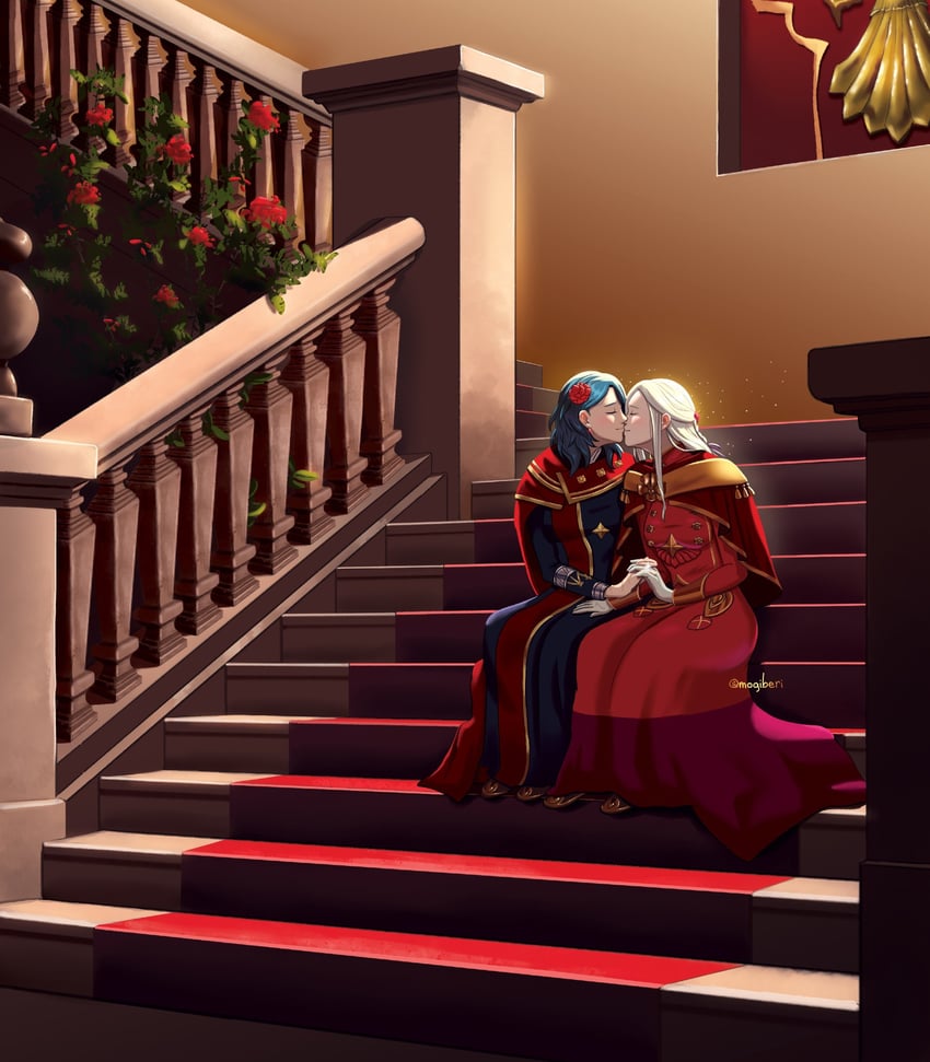 female byleth and edelgard von hresvelg (fire emblem and 1 more) drawn by mogiberi