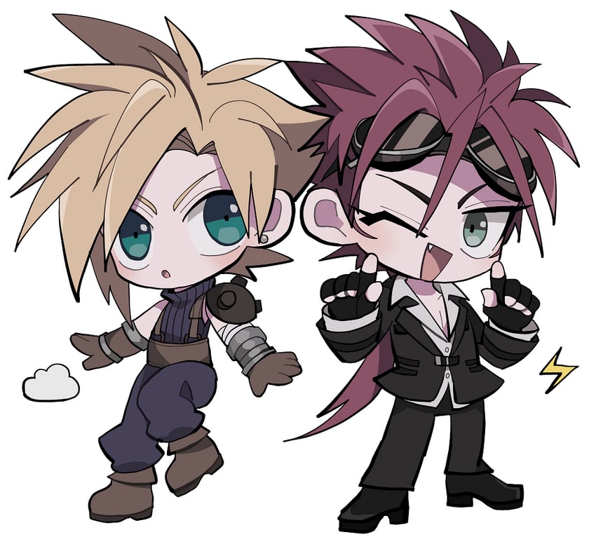 cloud strife and reno (final fantasy and 1 more) drawn by ttnoooo