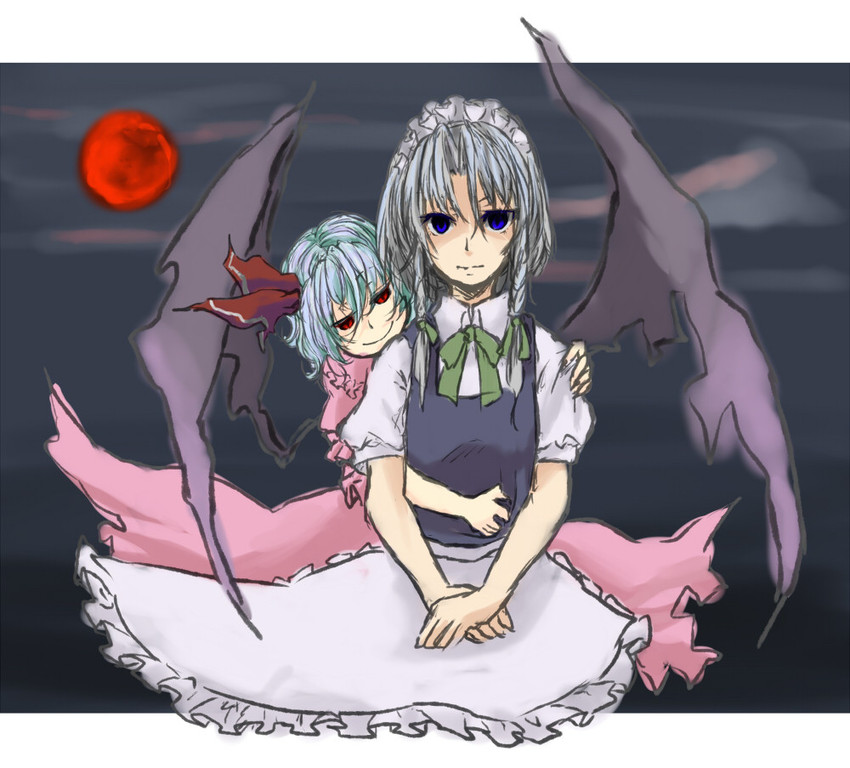 remilia scarlet and izayoi sakuya (touhou) drawn by tamaki_hakobe