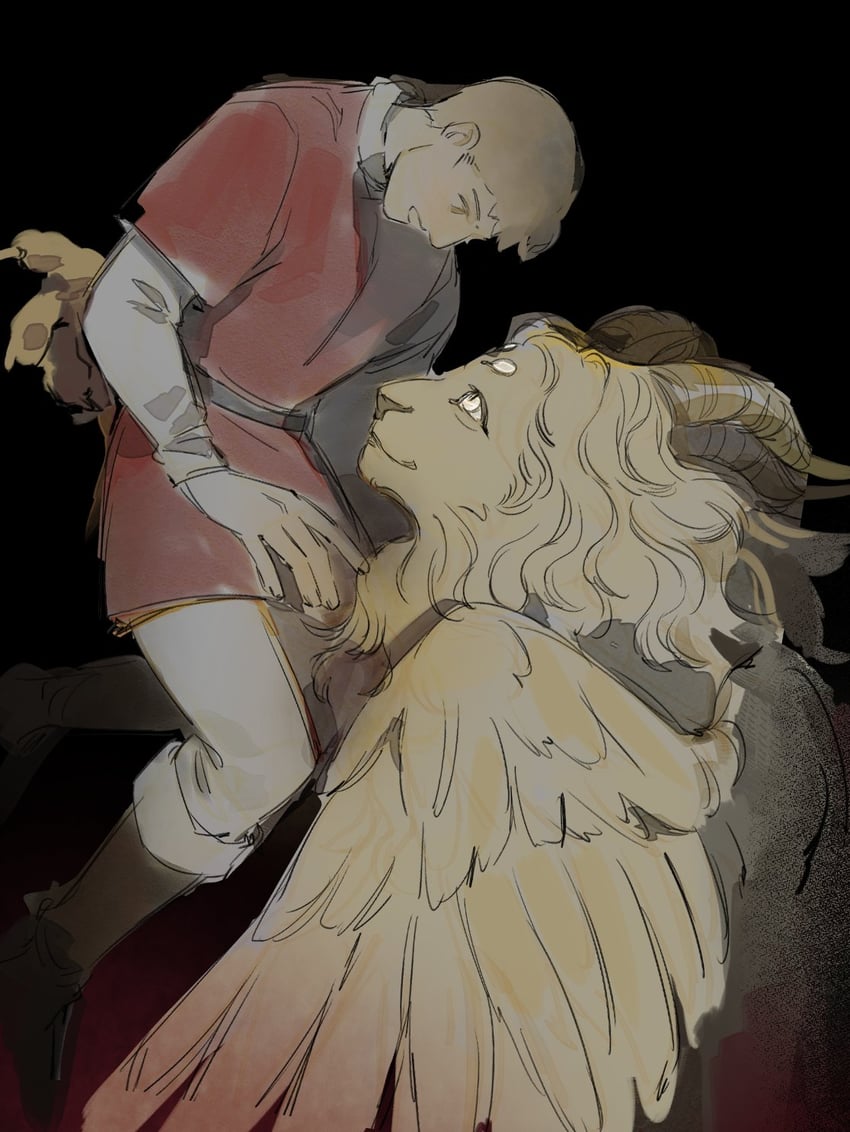 laios touden and winged lion (dungeon meshi) drawn by carm_(ruoyeahs)