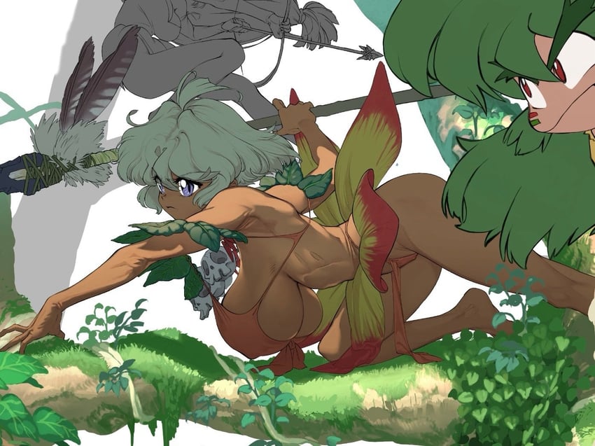 mii, rongo, and ongo (jungle de ikou) drawn by mamorunokoto