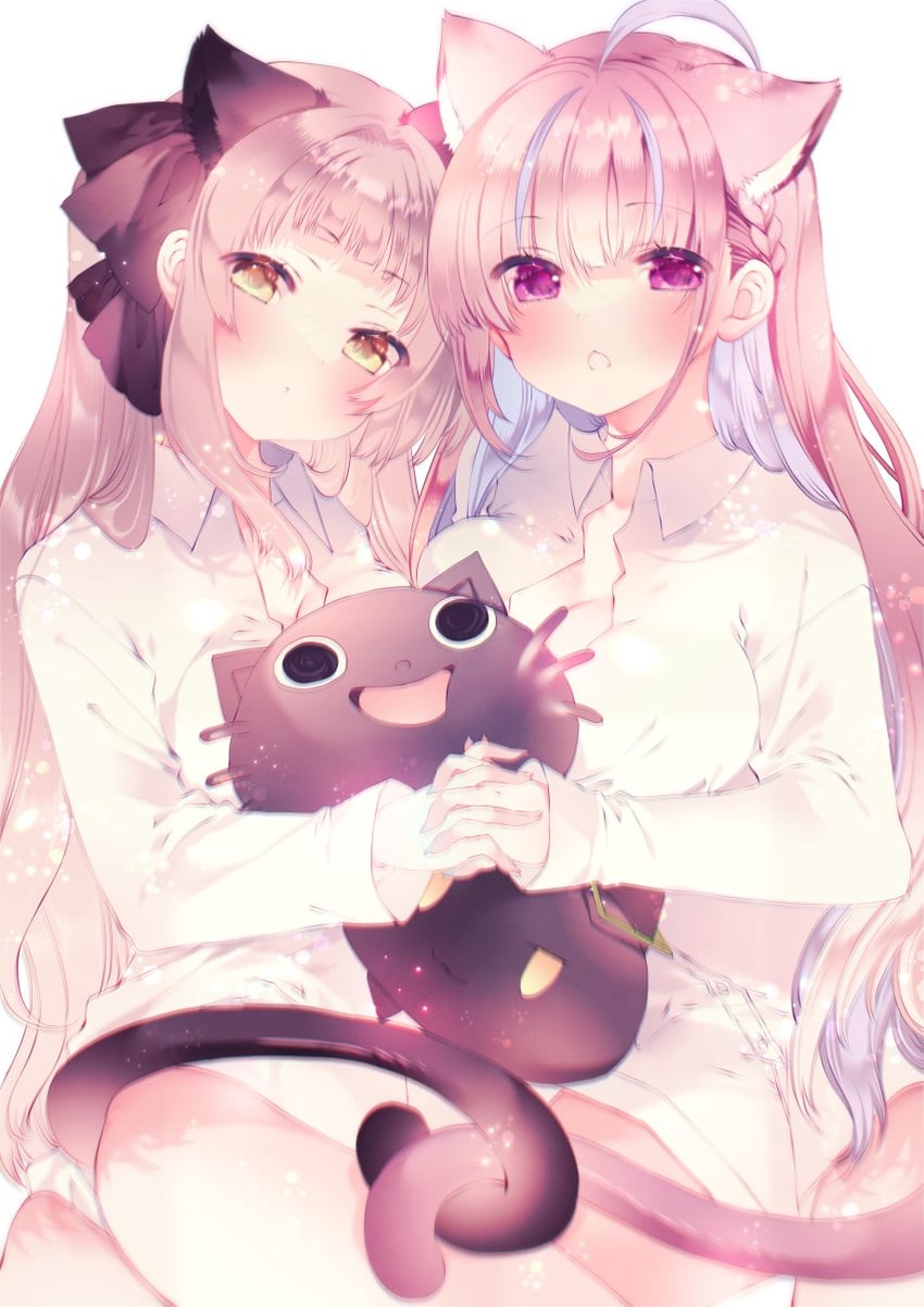 minato aqua, murasaki shion, neko, and shiokko (hololive) drawn by moo_(umineko)