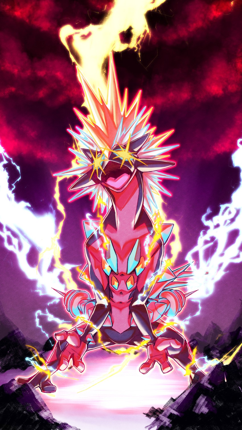 toxtricity and gigantamax toxtricity (pokemon) drawn by kamuza