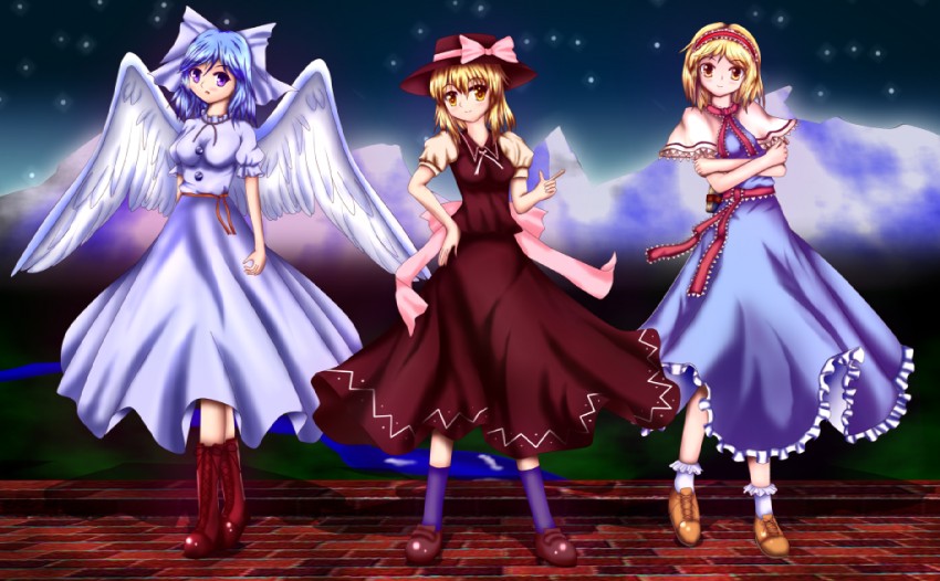 alice margatroid, mai, and yuki (touhou) drawn by korumoran