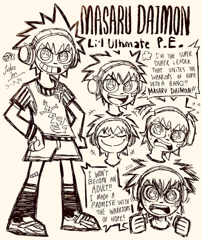daimon masaru (danganronpa and 1 more) drawn by josh-s26