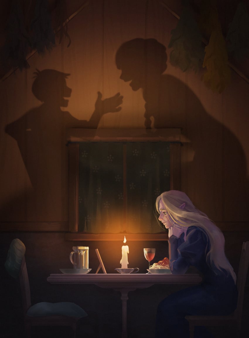 marcille donato and chilchuck tims (dungeon meshi) drawn by artzel19