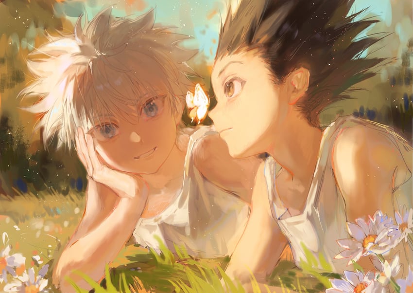 killua zoldyck and gon freecss (hunter x hunter) drawn by yu_333o