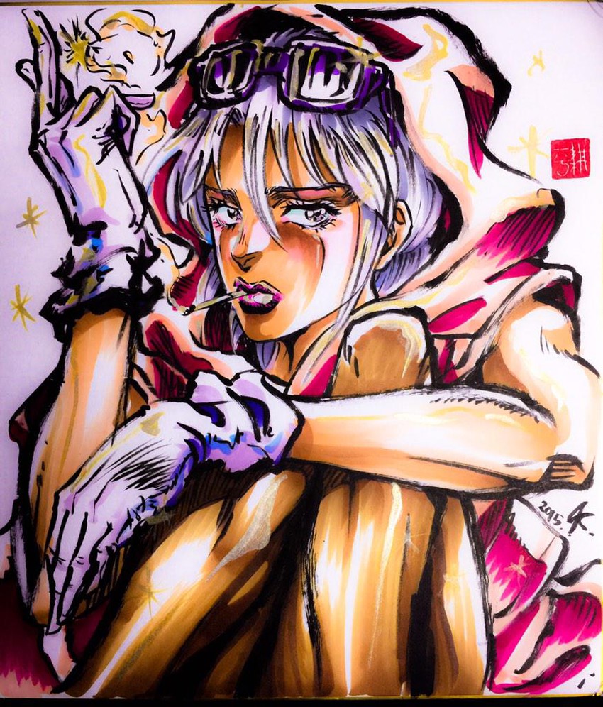 mariah (jojo no kimyou na bouken and 1 more) drawn by ashiya_kouhei