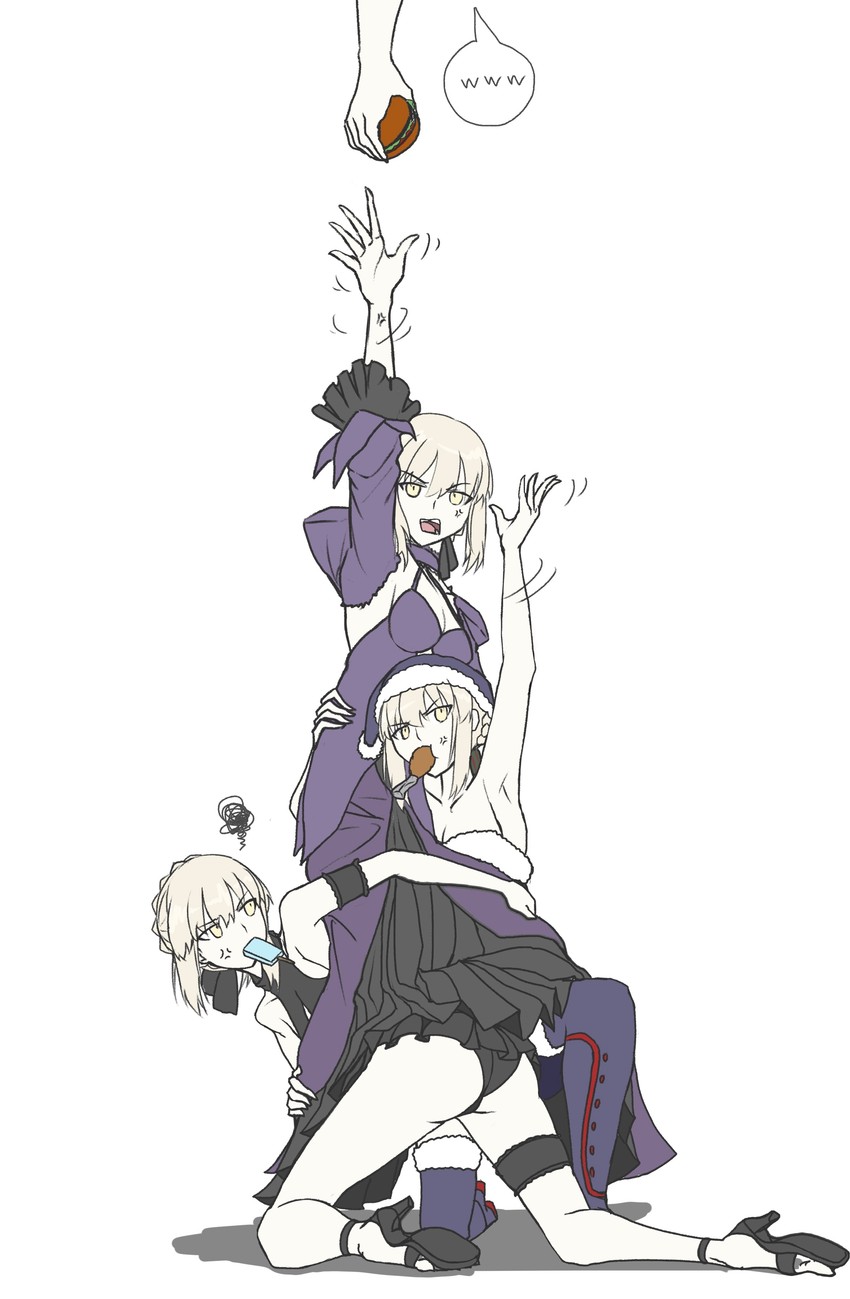artoria pendragon, saber alter, and santa alter (fate and 3 more) drawn by shidou_(x_2903)