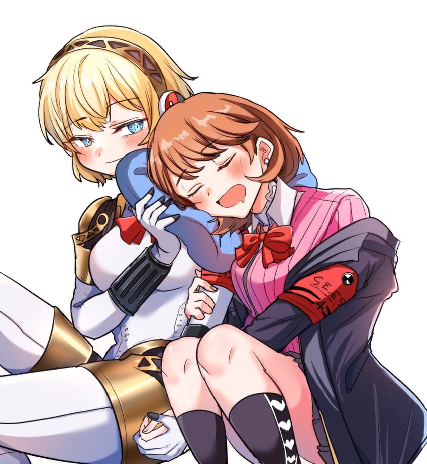 aigis and takeba yukari (persona and 2 more) drawn by yuyuy_00