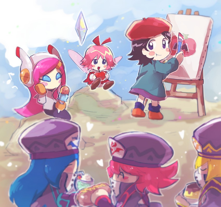 adeleine, ribbon, susie, zan partizanne, francisca, and 1 more (kirby and 1 more) drawn by chiimako