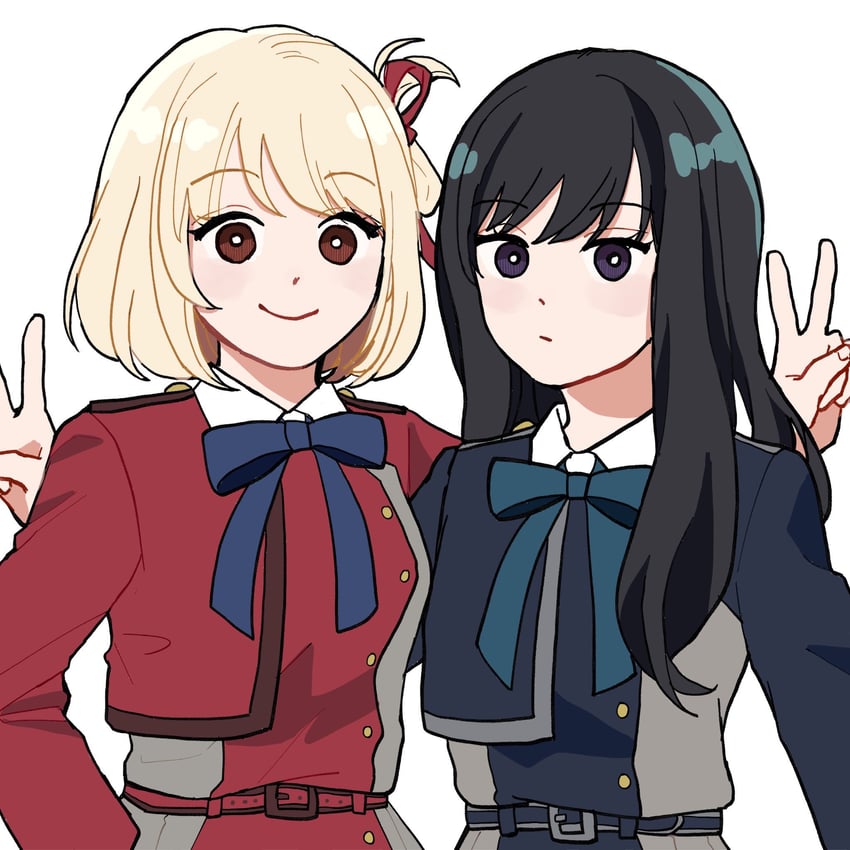 nishikigi chisato and inoue takina (lycoris recoil) drawn by kuro_gomaa
