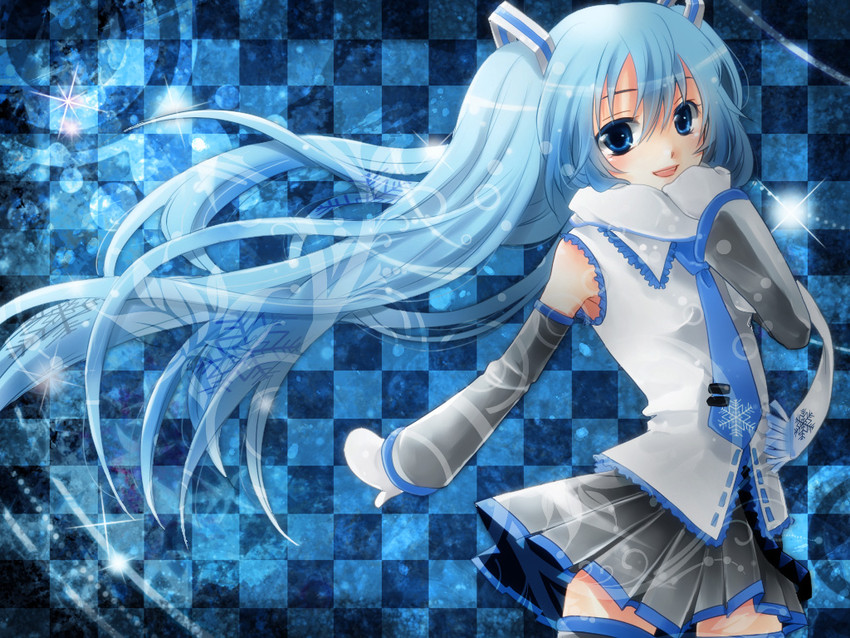hatsune miku and yuki miku (vocaloid) drawn by shima_riu