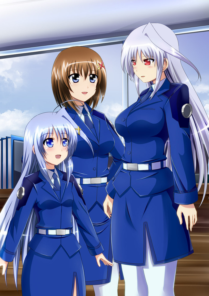 yagami hayate, reinforce zwei, and reinforce (lyrical nanoha and 1 more) drawn by inoshira