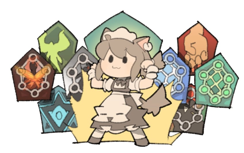 warrior of light and temmie chang (final fantasy and 1 more) drawn by temmie_chang