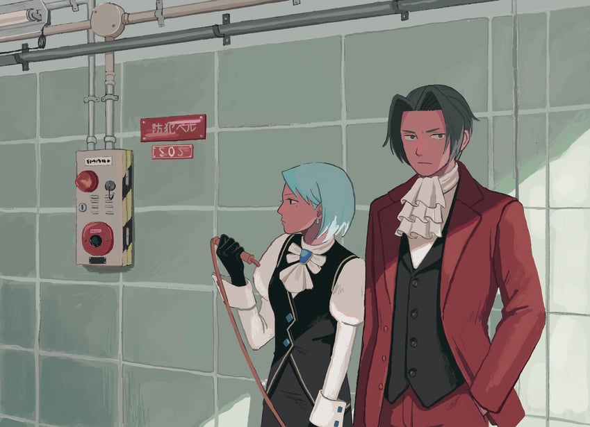 miles edgeworth and franziska von karma (ace attorney) drawn by 23011620x