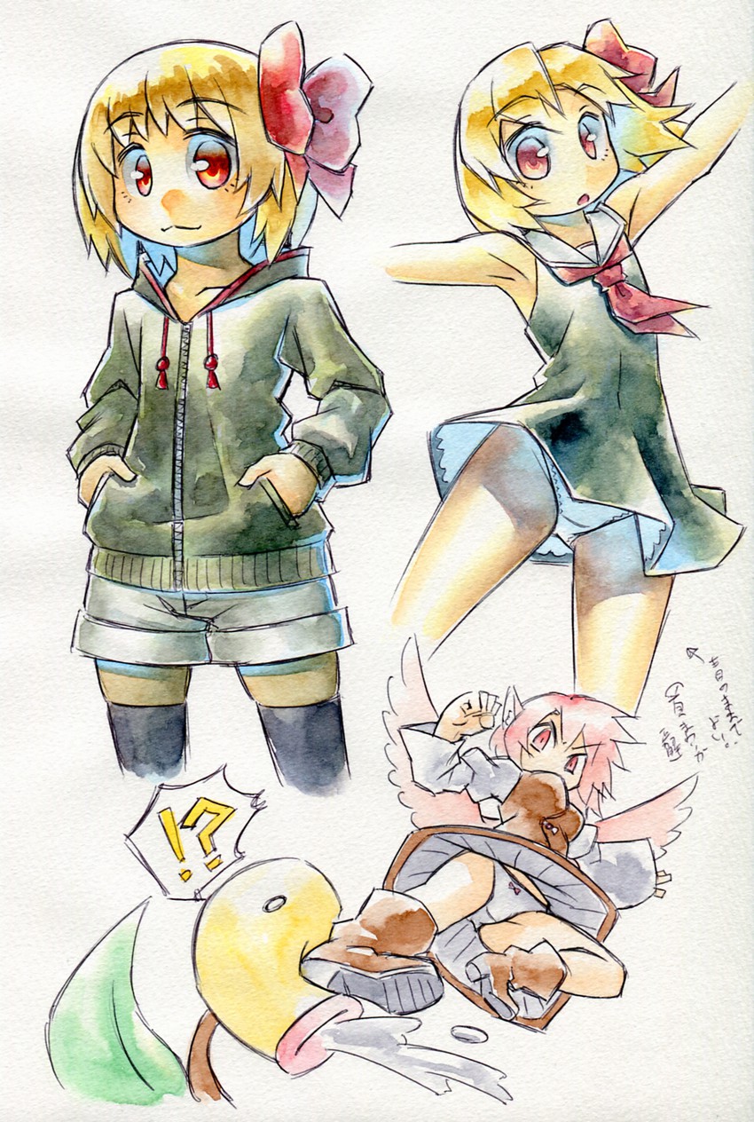 rumia, mystia lorelei, and bellsprout (touhou and 1 more) drawn by kawachi_koorogi