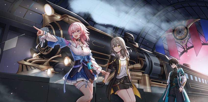 trailblazer, stelle, march 7th, and dan heng (honkai and 1 more) drawn by melreon