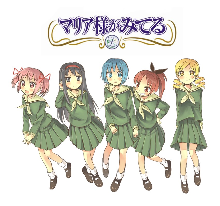 akemi homura, kaname madoka, miki sayaka, sakura kyoko, and tomoe mami (mahou shoujo madoka magica and 1 more) drawn by dddoochi1