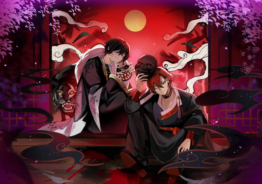 dazai osamu and nakahara chuuya (bungou stray dogs) drawn by myagarin
