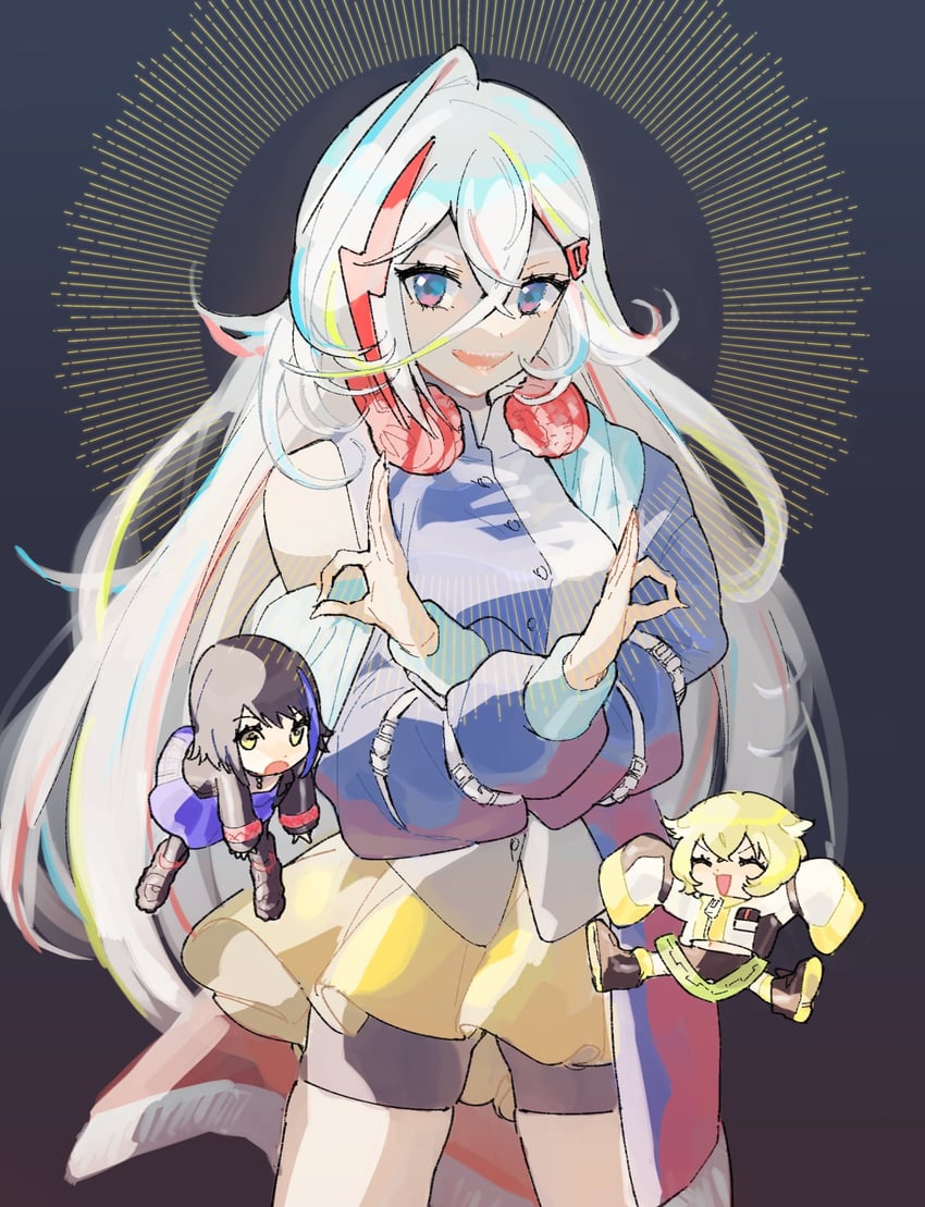seto mitsuki, houou karin, and taiga lucia (denonbu) drawn by watch_aruko
