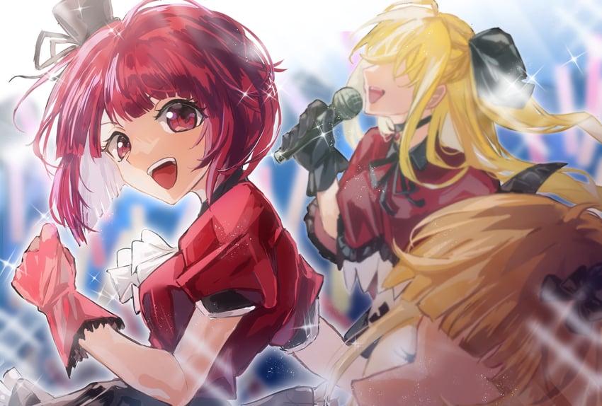 arima kana, hoshino ruby, and memcho (oshi no ko) drawn by luna2410