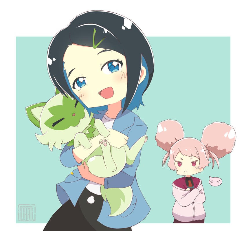 sprigatito, liko, chuatury panlunch, and nika nanaura (pokemon and 3 more) drawn by pikaotaku