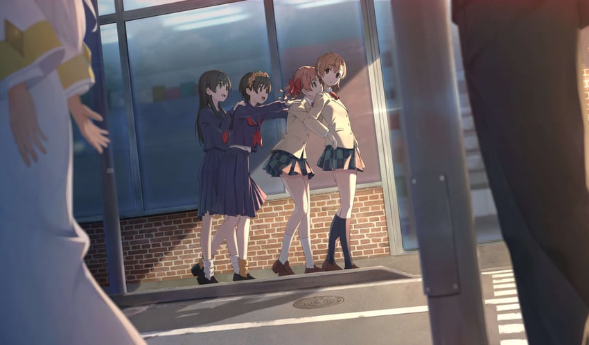 misaka mikoto, shirai kuroko, kamijou touma, saten ruiko, index, and 1 more (toaru majutsu no index and 1 more) drawn by pension_z