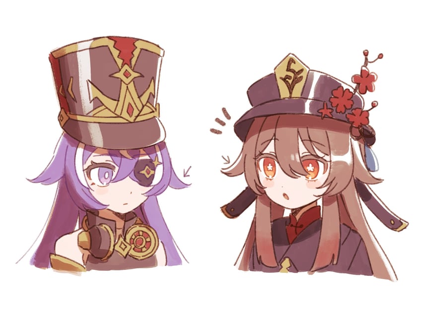 hu tao and chevreuse (genshin impact) drawn by 39_iduki