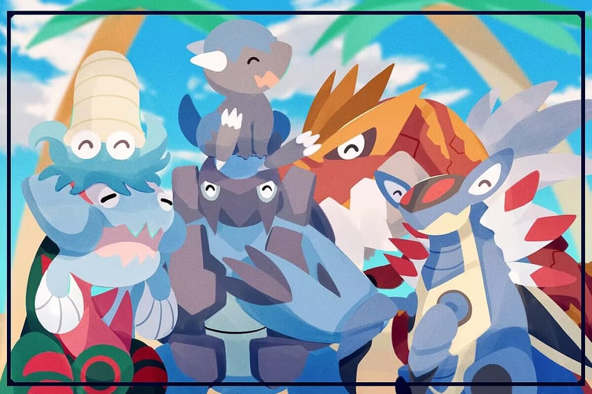 omanyte, dracovish, armaldo, tyrantrum, cranidos, and 1 more (pokemon) drawn by 1258265894