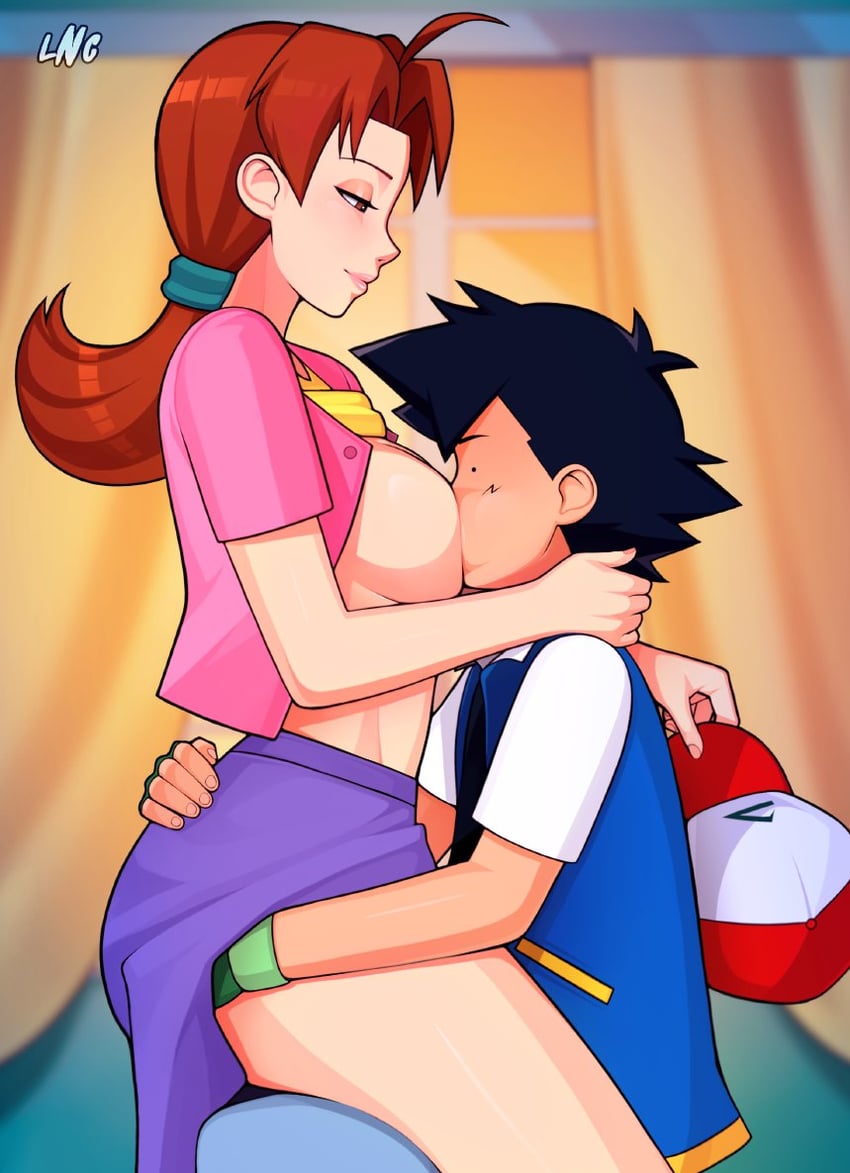 ash ketchum, ditto, delia ketchum, and transformed ditto (pokemon) drawn by loodncrood