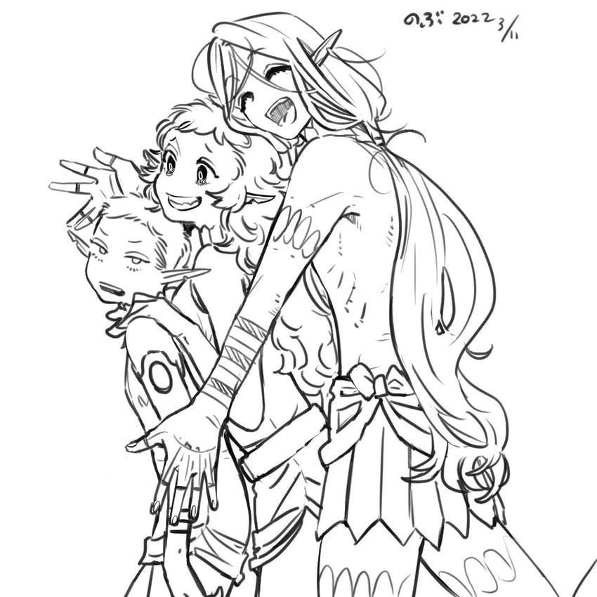 fleki, lycion, and otta (dungeon meshi) drawn by shin_(ikntig1122)