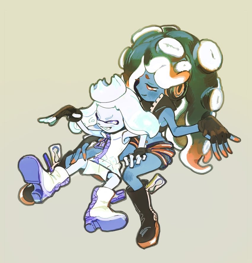 marina and pearl (splatoon and 1 more) drawn by puripoochin