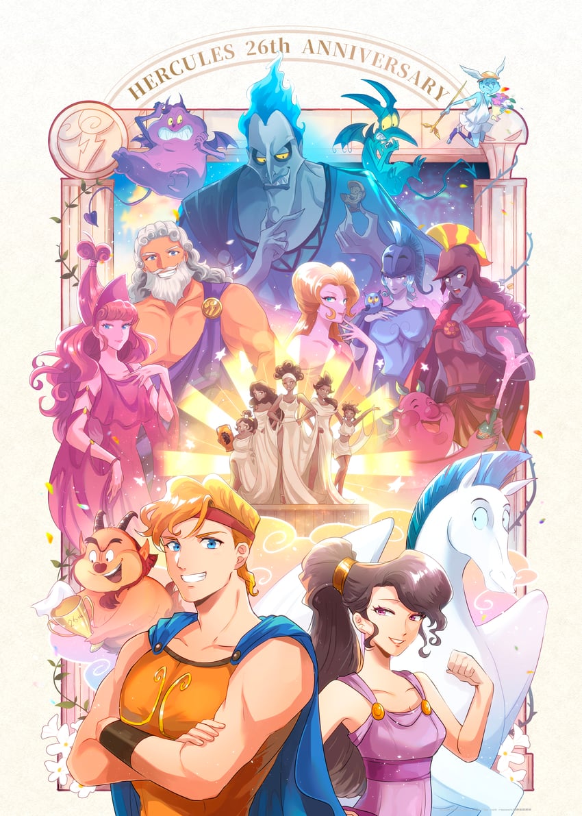 megara, hercules, hades, hera, pegasus, and 7 more (greek mythology and 1 more) drawn by airagency1005