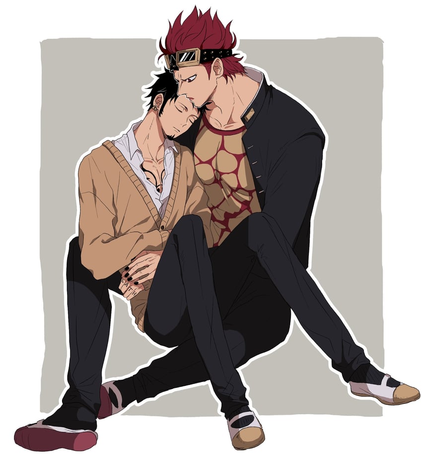 trafalgar law and eustass kid (one piece) drawn by piratesebine