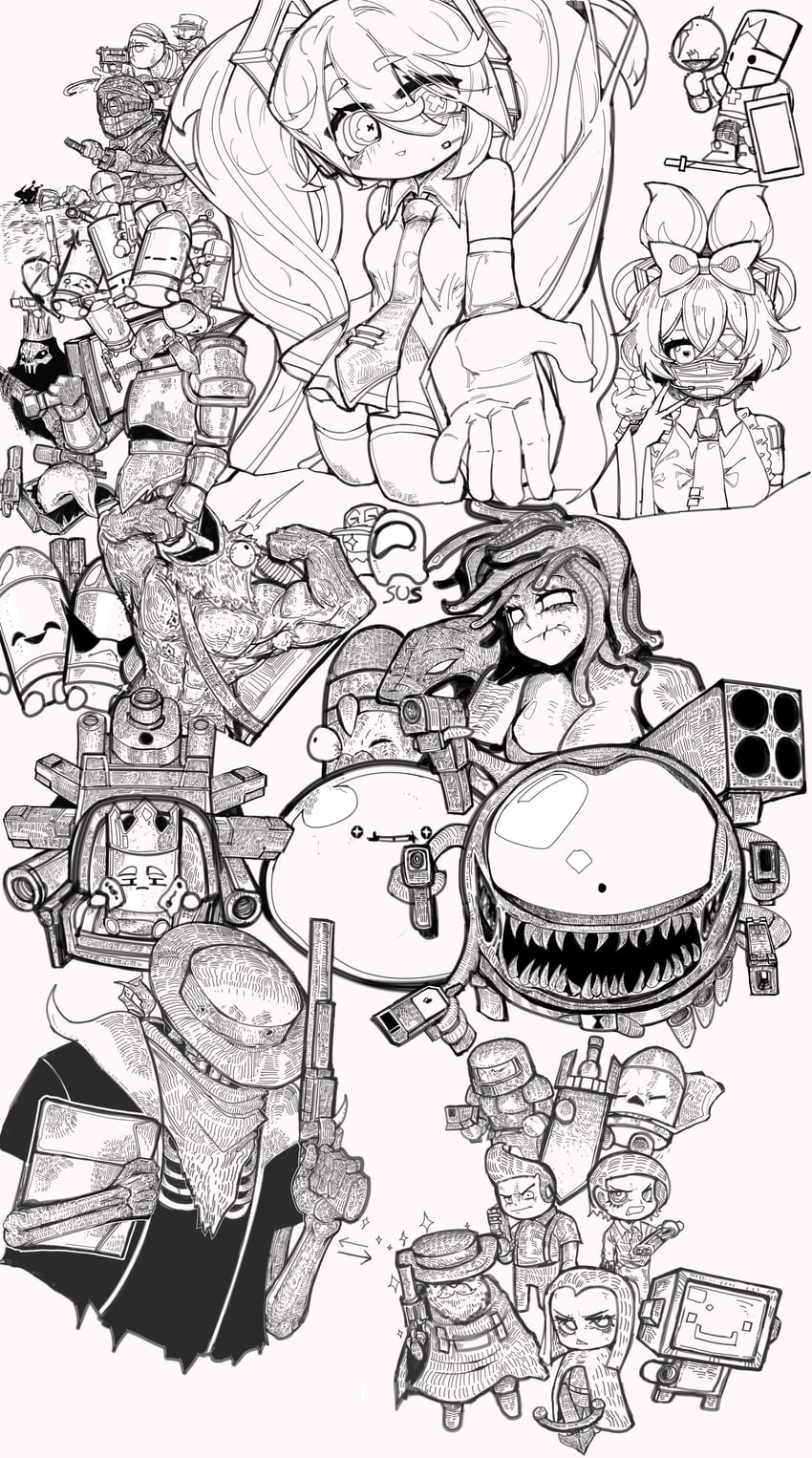 hatsune miku, cinnamoroll, crewmate, cinnamiku, death, and 31 more (vocaloid and 6 more) drawn by egg_(sa1324575446)