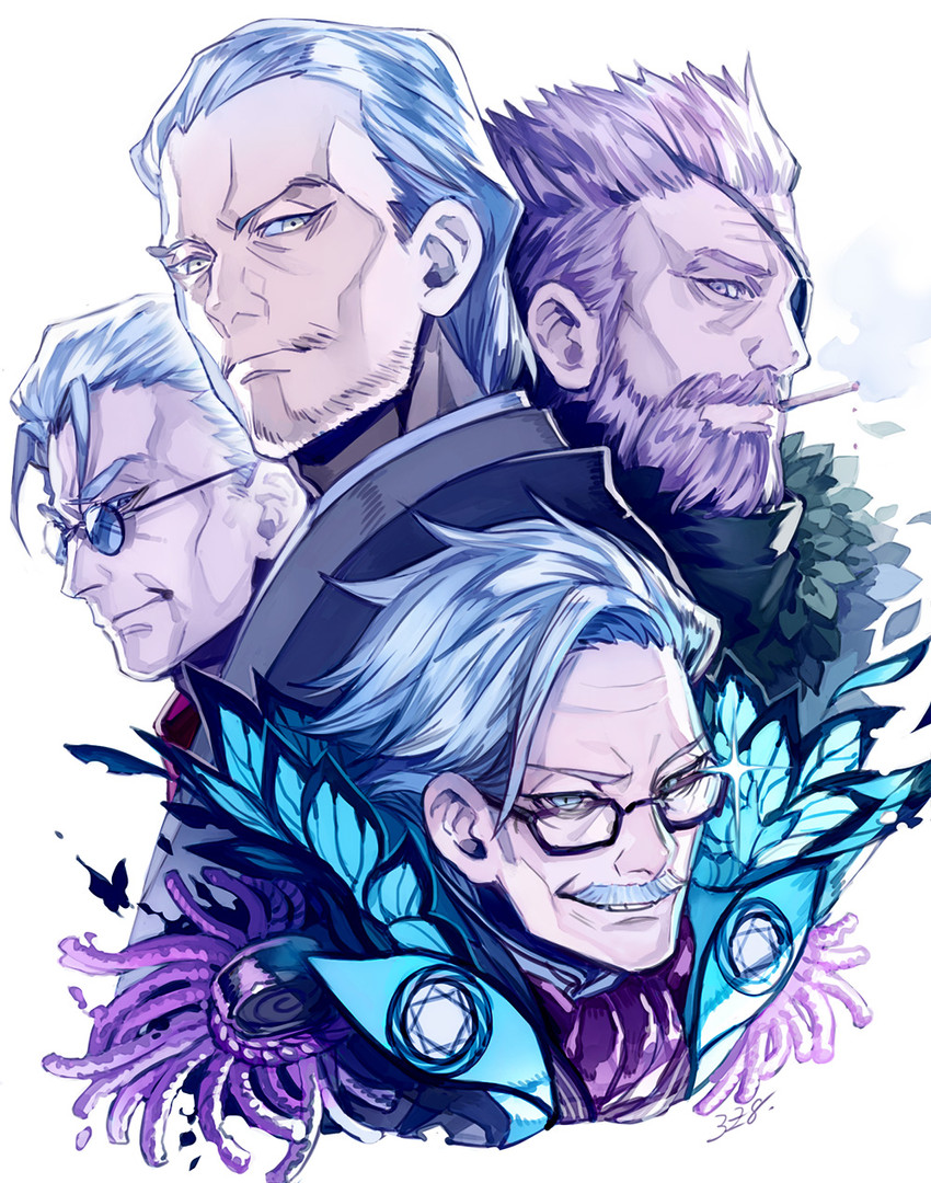 james moriarty, li shuwen, yagyuu munenori, and william tell (fate and 1 more) drawn by kyosuke