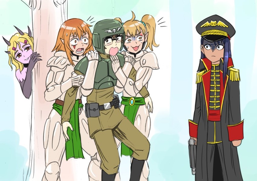 nagatoro hayase, hachiouji naoto, astra militarum, gamou maki, yoshi, and 2 more (warhammer 40k and 1 more) drawn by flick-the-thief