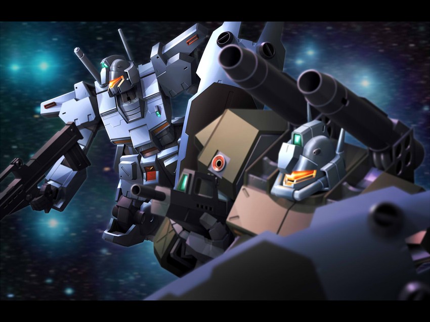 gm custom and gm cannon ii (gundam and 1 more) drawn by reigan